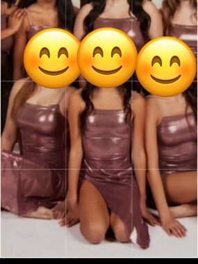 Artistic Dance Costume AS Metallic mauve High-Low Slip Dress with Side Slit.